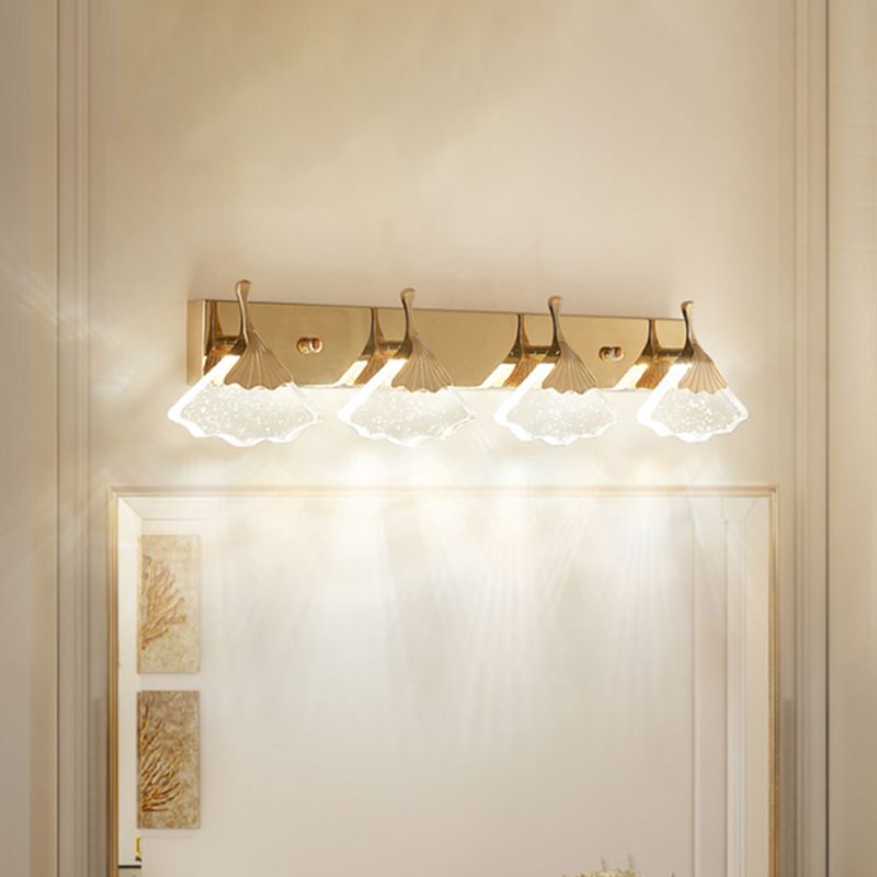 Bubble Crystal Gold Vanity Light Ginkgo 4 Bulbes Moderniste Mall Mount Lampe pour la salle de bain