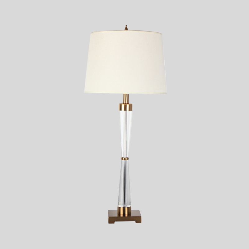 1 Head Living Room Desk Lamp Modernism Gold Table Light with Barrel Fabric Shade