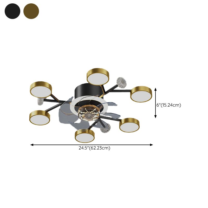 Chandelier Multi - Light Fan Light in Black / Gold Finish Metal LED Ceiling Fan