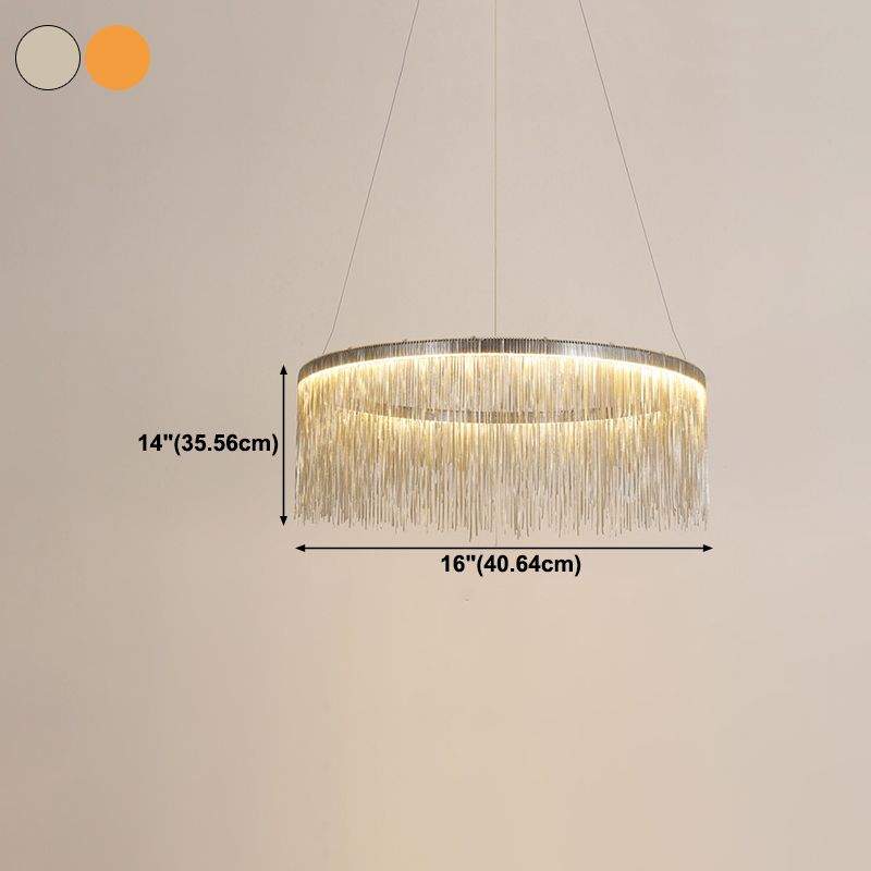 Modern Style Cylindrical Chandelier Metal 1 Light Hanging Lamp for Bedroom