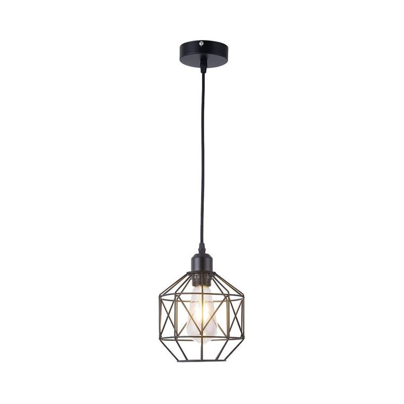 PRISM CAGE Iron Iron Cioncant Light Style Industrial Style 1 Testa Sala da pranzo Down Lighting in Black