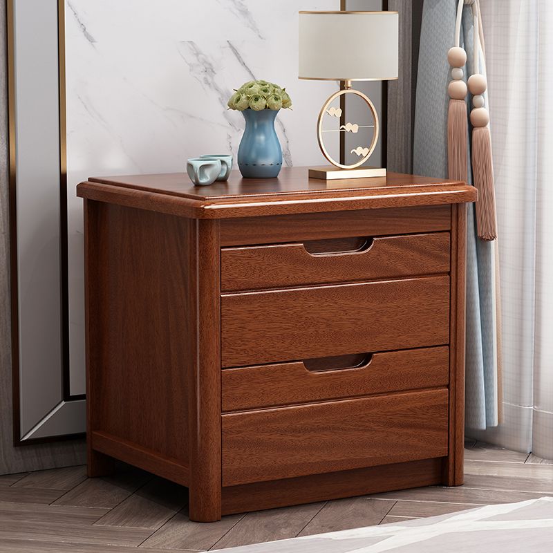 Solid Wood Bedside Table 20" Tall 2-Drawer Night Table in Walnut