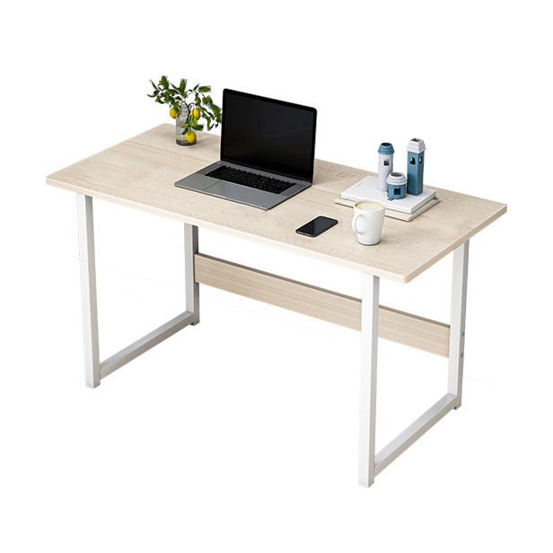 Contemporary Wooden Office Desk Sled Base Rectangular Writing Desk with Steel Legs