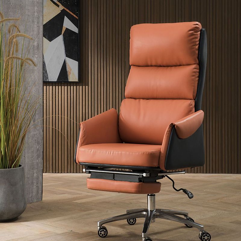 Modern Slide High Back Office Chair Leather Executive Chair with Footrest