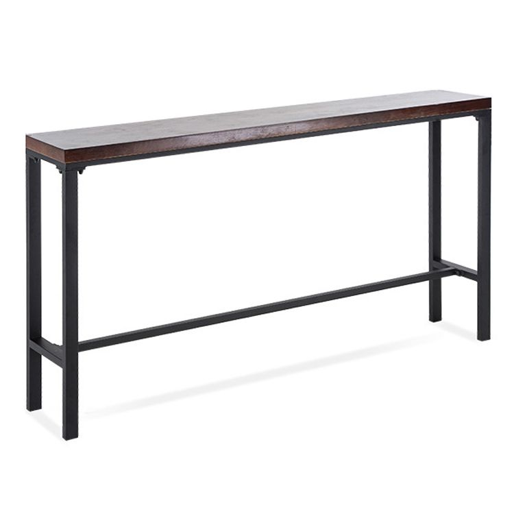 Solid Wood Bar Dining Table Industrial Bar Table with Trestle Base