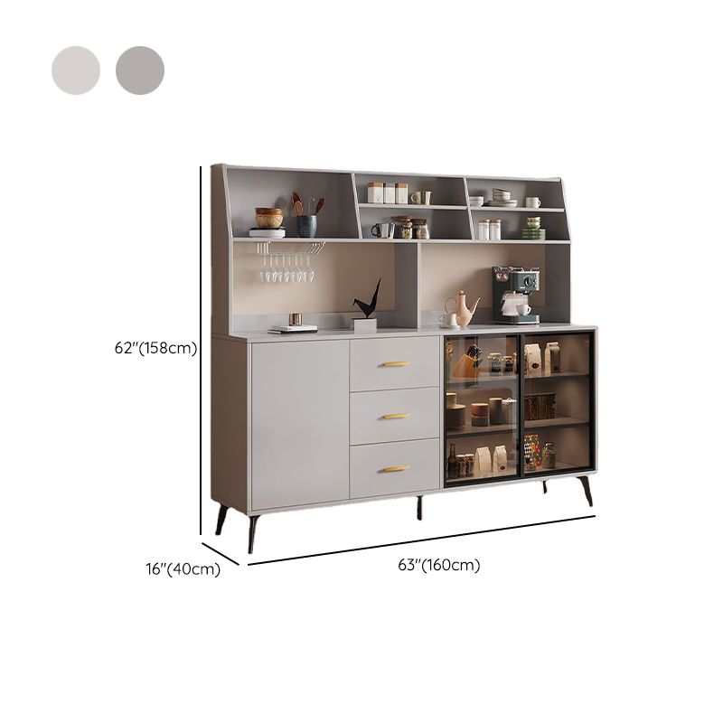 Modern Dining Hutch Wood Display Cabinet with Doors for Dining Room