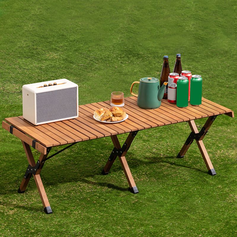 Contemporary Camping Table Rectangle Solid Wood Folding Table