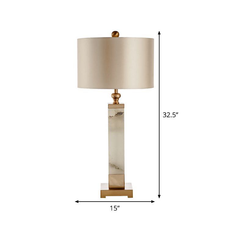 1 Head Living Room Desk Lamp Modern Gold Table Light with Cylindrical Fabric Shade