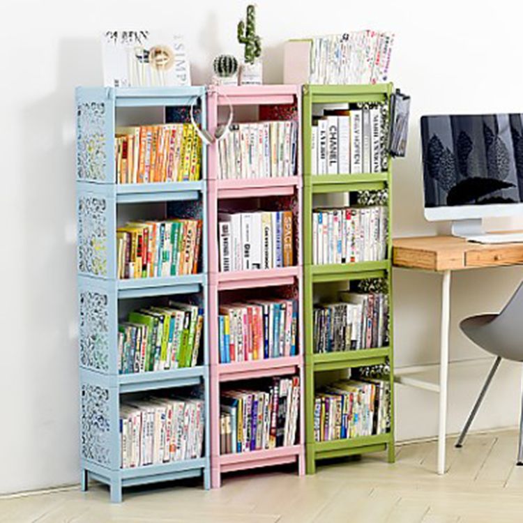 Contemporary Plastic Bookshelf Open Back Bookcase for Living Room