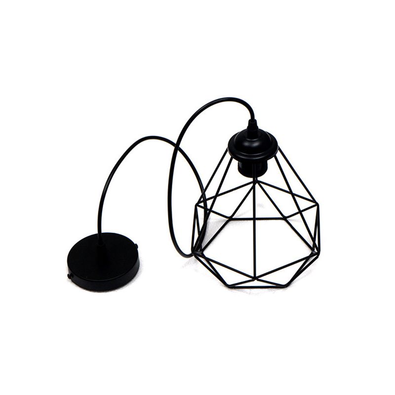 Einzelbulb-Lampe Vintage Diamond Eisendecke in Schwarz zum Esszimmer