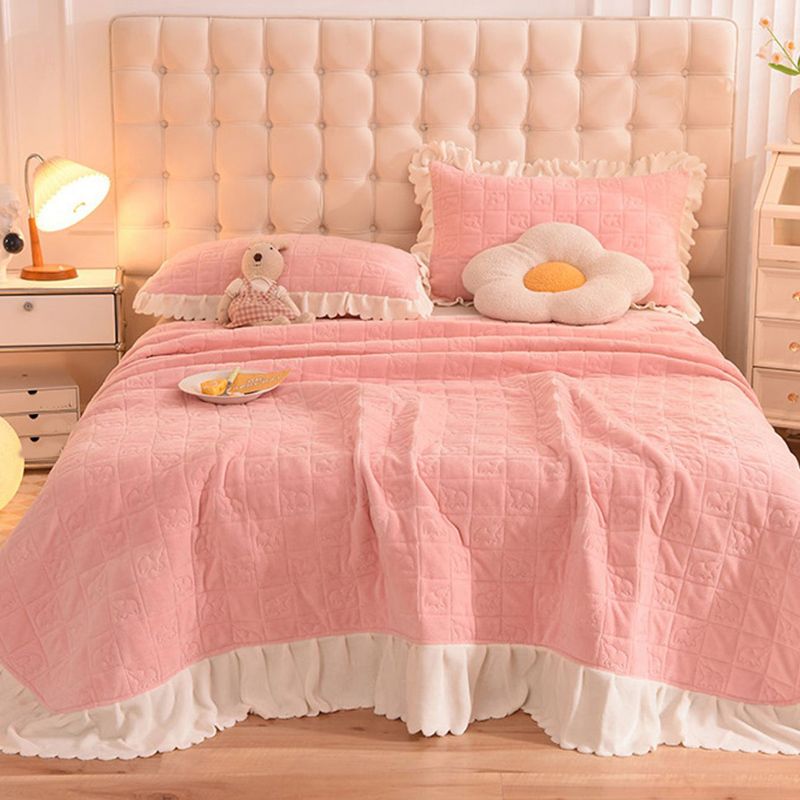 Flannel Bed Sheet Set Breathable Pure Color Fade Resistant Soft Bed Sheet