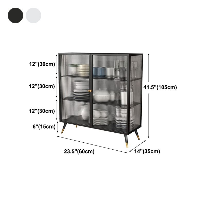 Glass Door Iron Sideboard Glam Server Cabinet with Storage for Dining Room