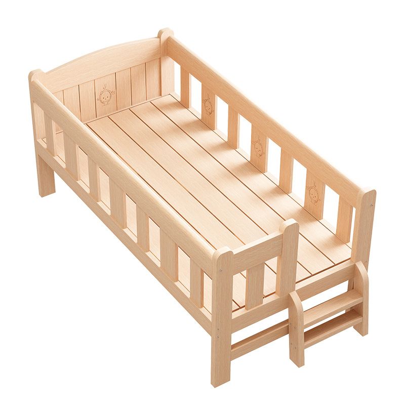 Contemporary Solid Wood Baby Crib with Guardrail Wood Crib in Natural