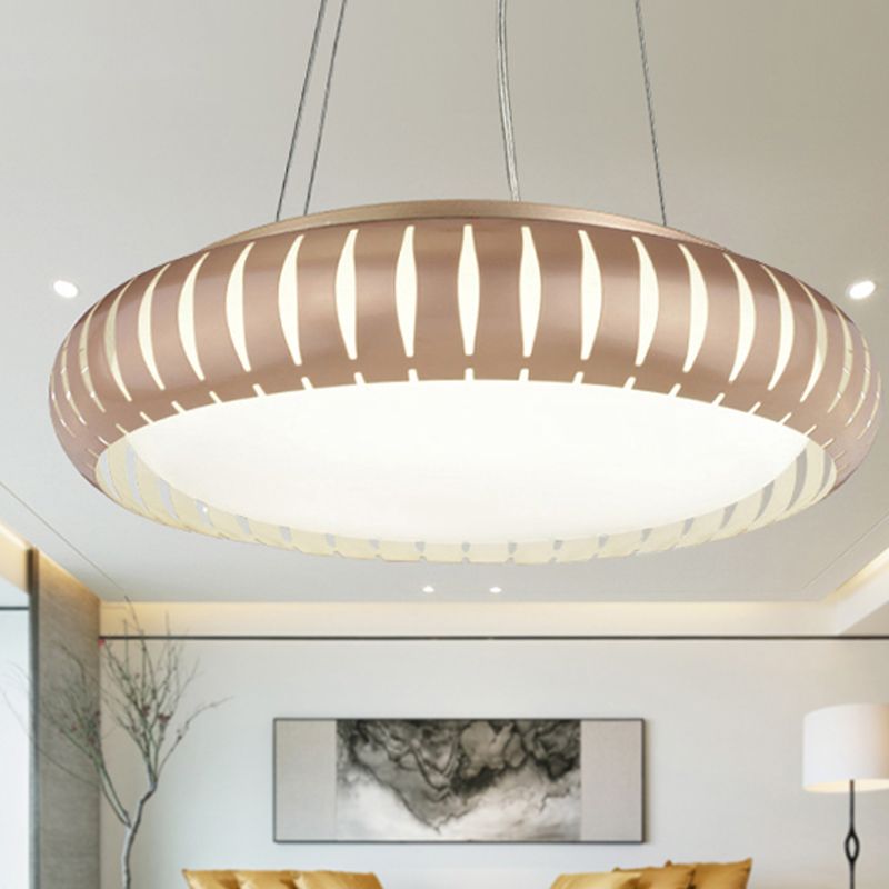 Modern Round Ceiling Pendant Light Metal LED Gold/Black/White Hanging Lamp in Warm/White/Natural Light, 18"/22" Wide