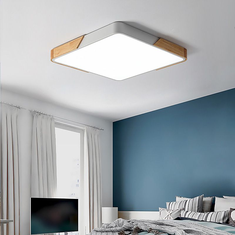 Modern Macaroon Style LED Ceiling Lamp Iron Geometric Flush Mount for Bedroom