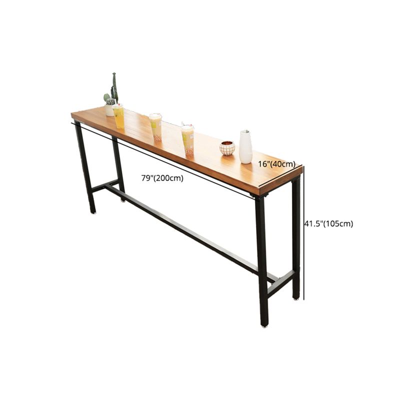 Solid Wood Bar Table Industrial Bar Table with Trestle Base in Black