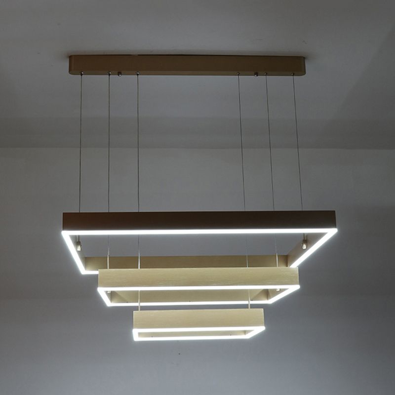 Coffee Multi-Tier Ceiling Hung Fixture Minimalist Style LED Metal Chandelier Pendant Light