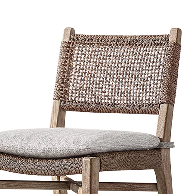 Teak Outdoor Bistro Chair Tropical Dining Set with Rattan Accents