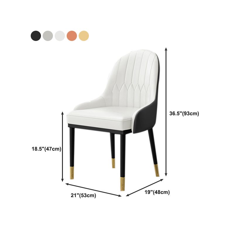 Glam Faux Leather Dining Chairs Metal Armless Dining Chair for Home Use