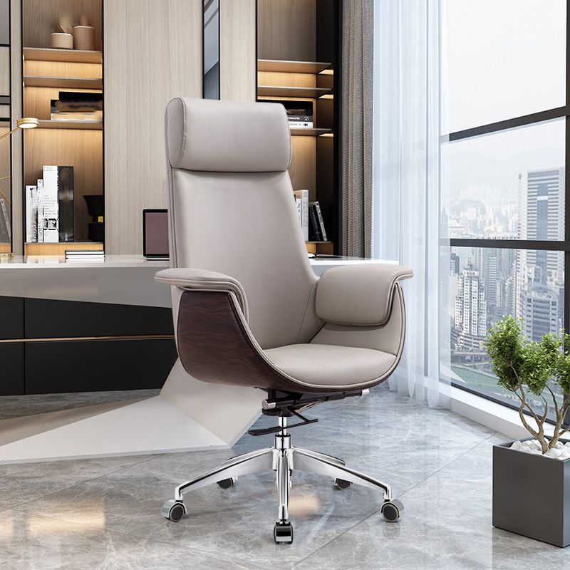 Modern Office Chair Leather Adjustable Seat Height Swivel Chair with Wheels