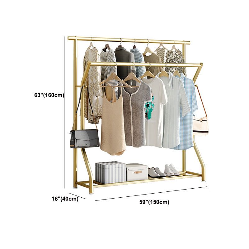 Modern Hall Stand Metal 2 Hooks Free Standing Storage Shelf Organizer Coat Rack