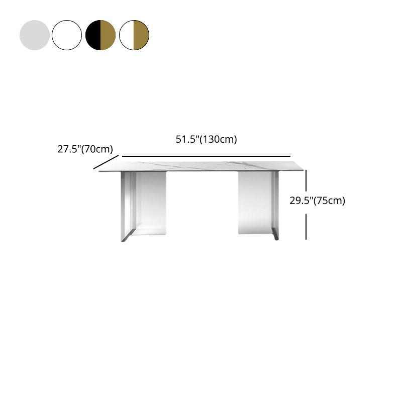 Rectangle Stone Top Dining Table Modern Transparent Acrylic Base Dining Table