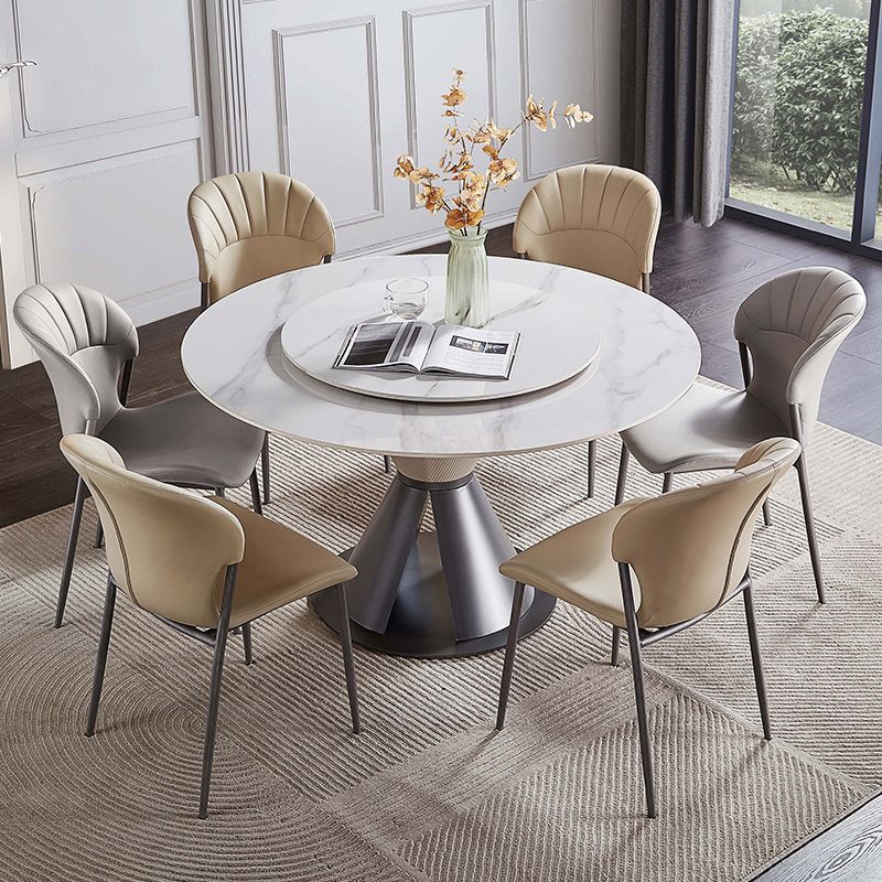 Contemporary Leather Dining Side Chairs for Home Armless Solid Back Chairs