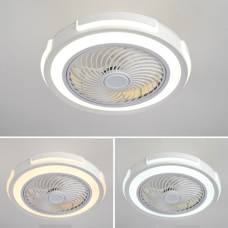 Luz de ventilador de techo circular nórdico Luz de ventilador metálico LED LED LEUMPLING