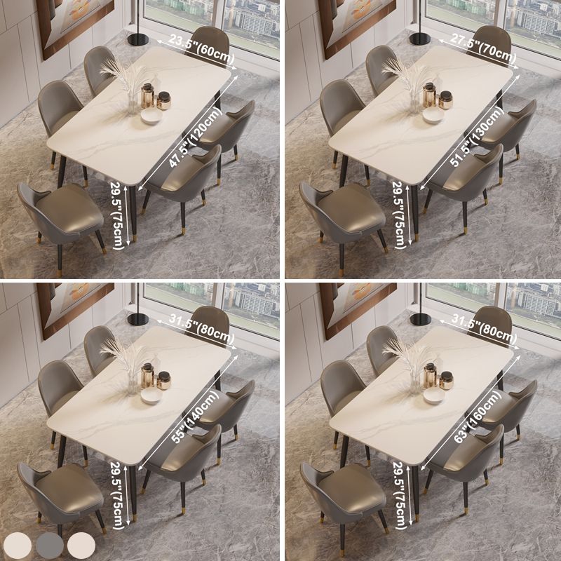 Rectangle Shape Dining Table Sintered Stone Table Modern Style with 4 Legs