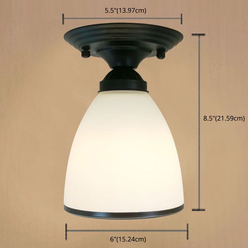 White Simplicity Ceiling Lamp Frosted Glass Shade Bedroom Lighting Fixture