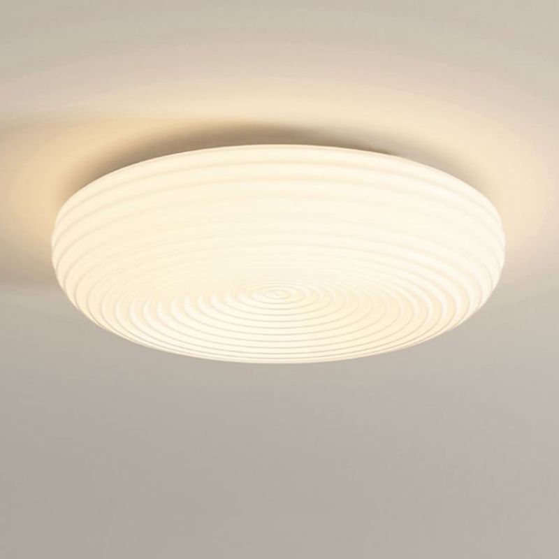 Modern Metal LED Flush Mount Circle Shape Ceiling Light with Plastic Shade for Living Room