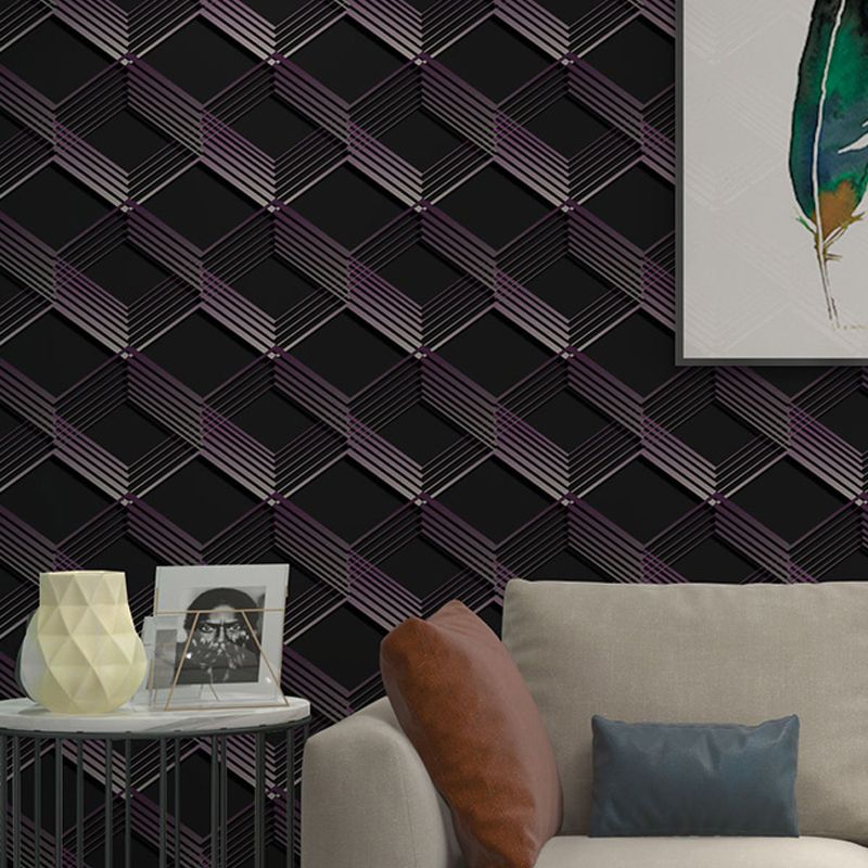 Dark Color Novelty Wallpaper Roll 57.1-sq ft 3D Cubes Wall Covering for Living Room