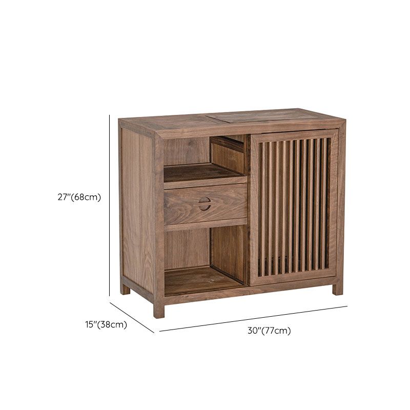 Modern Wood Sideboard Table 1 Drawer Server Open Storage for Living Room