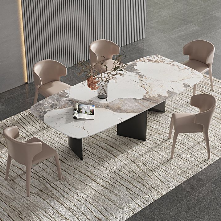 Designer Style 1/3/4/5/6 Pieces Dining Set Sintered Stone Dining Table with Leather Chairs