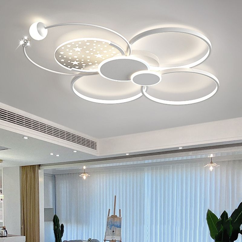 Modern LED Metal Flush Mount Circle Shape Ceiling Light with Acrylic Shade for Living Room