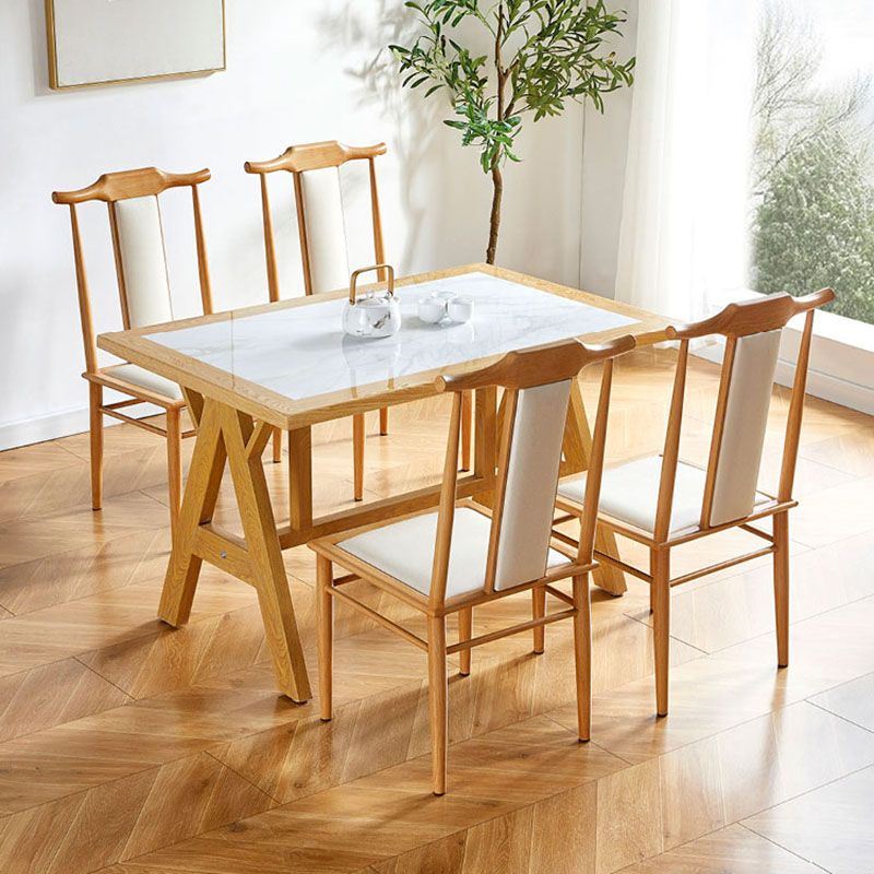 Traditional Style Dining Chair Armless Chairs with Wooden Legs for Kitchen