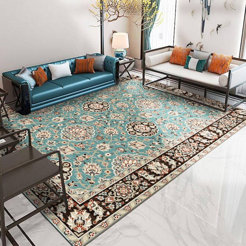 Moroccan Medallion Pattern Area Rug Polyester Indoor Carpet Pet Friendly Rug for Living Room