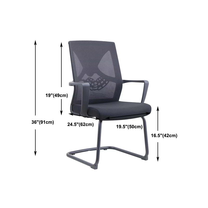 Contemporary Arm Chair Fixed Arms Plastic Lumbar Support Black Office Chair