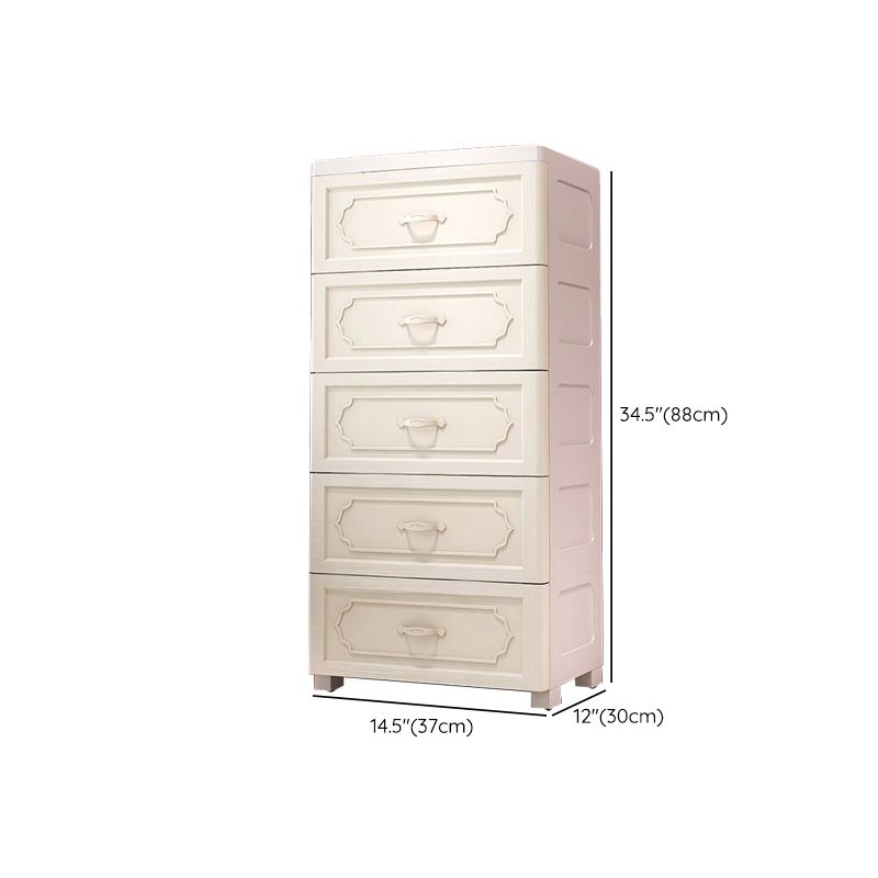 Nordic Vertical Kids Nightstand Plastic Nursery Dresser with 5/6 Drawers for Bedroom