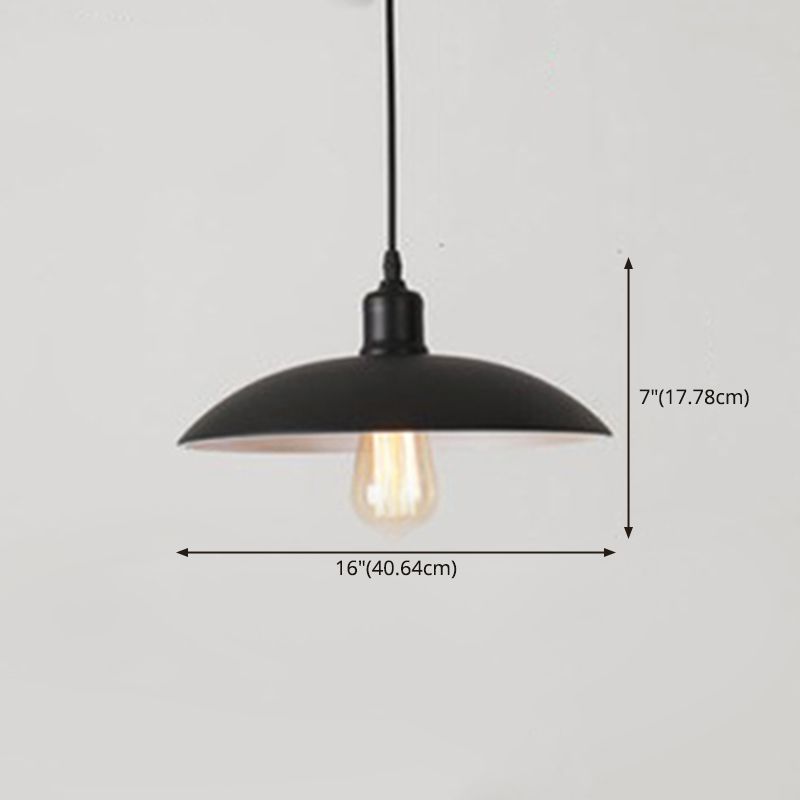 Metal Shaded Pendant Ceiling Light Farmhouse Restaurant Hanging Pendant Light in Black