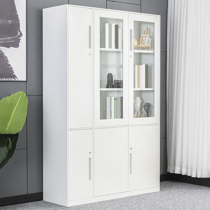 Closed Metal Bookcase Modern Home Living Room Bedroom Standard Bookshelf