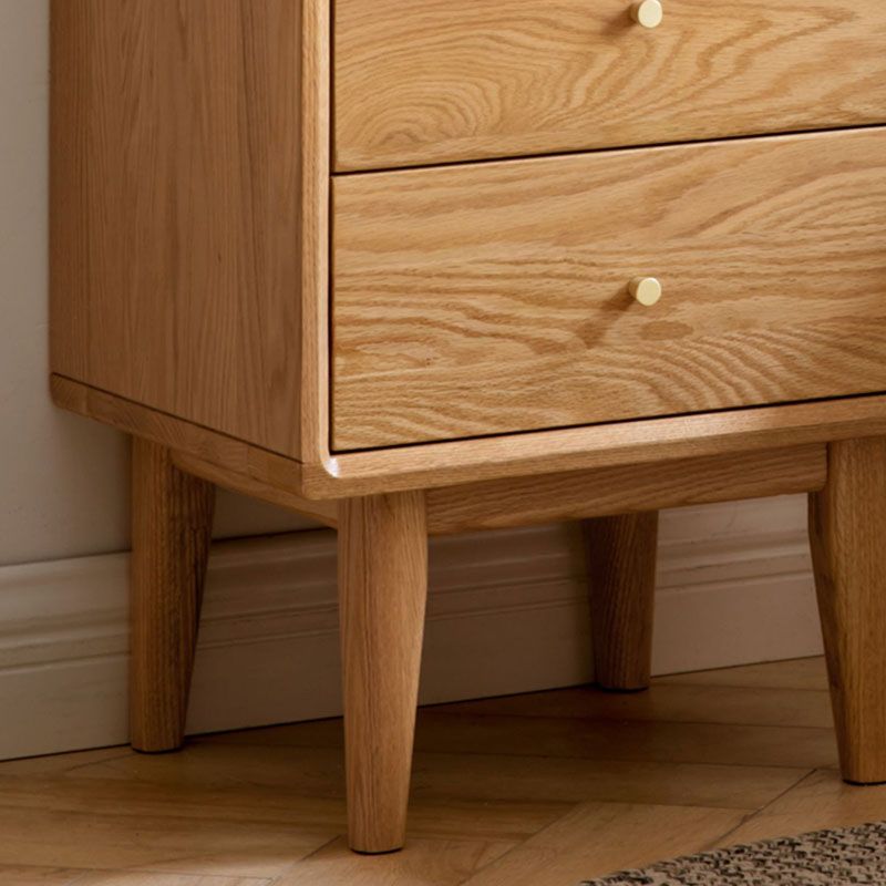 Contemporary Solid Wood Bedside Cabinet with 2 Drawers for Bedroom