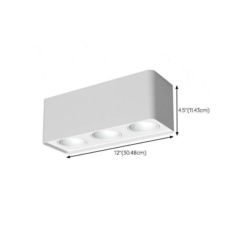 LED Modern Metal Flush Mount Rectangle Shape Ceiling Lamp with Glass Shade for Living Room