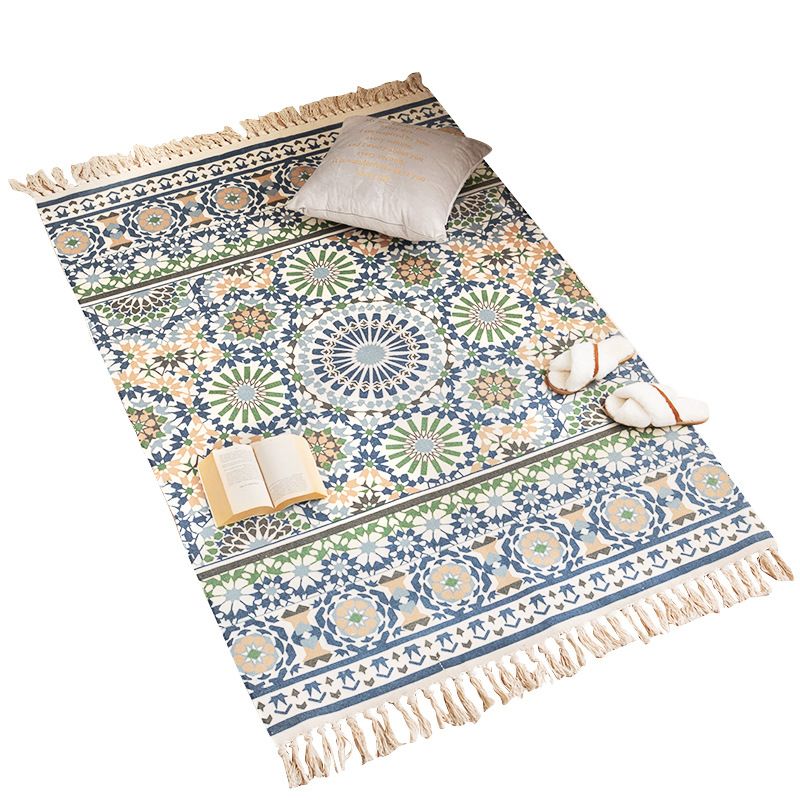 Fancy Bohemian Indoor tapis coton mélange Americana Print Area Tapis tapis Fringe pour décoration domestique