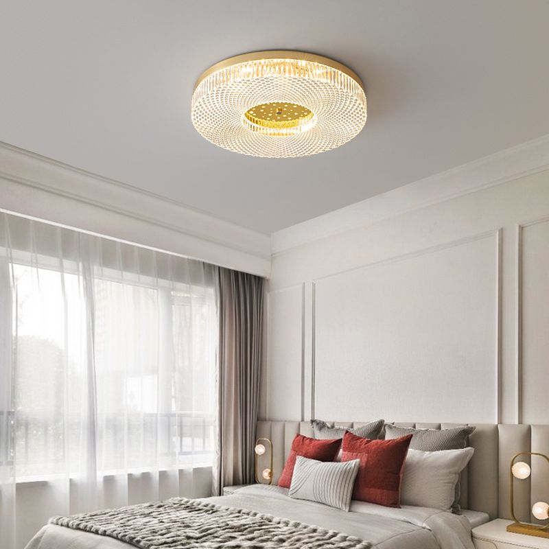 Single Golden Flush Mount Lighting Circle Acrylic LED Ceiling Light