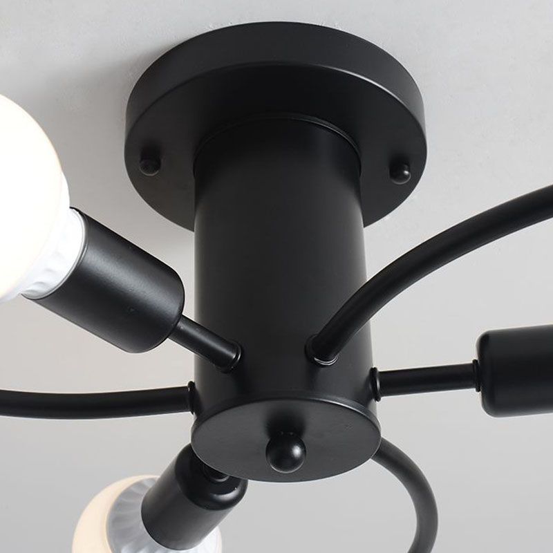 Metal Ceiling Light Industrial Black Semi Flush Mount Ceiling Fixture for Sitting Room