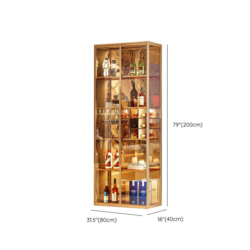 Contemporary Metal Curio Cabinet Glass Doors Display Cabinet for Dining Room