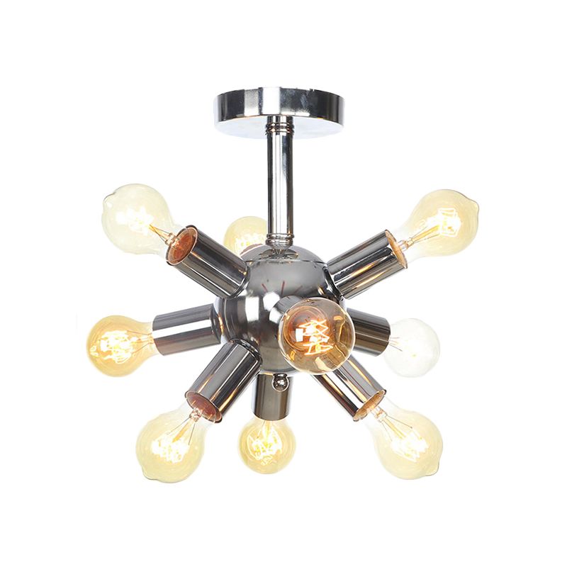 Chroom/Goud Sputnik Semi Flush Mount Vintage Ijzer 6/9/12 Lampjes Restaurant Flush Plafond Lamp Fixture