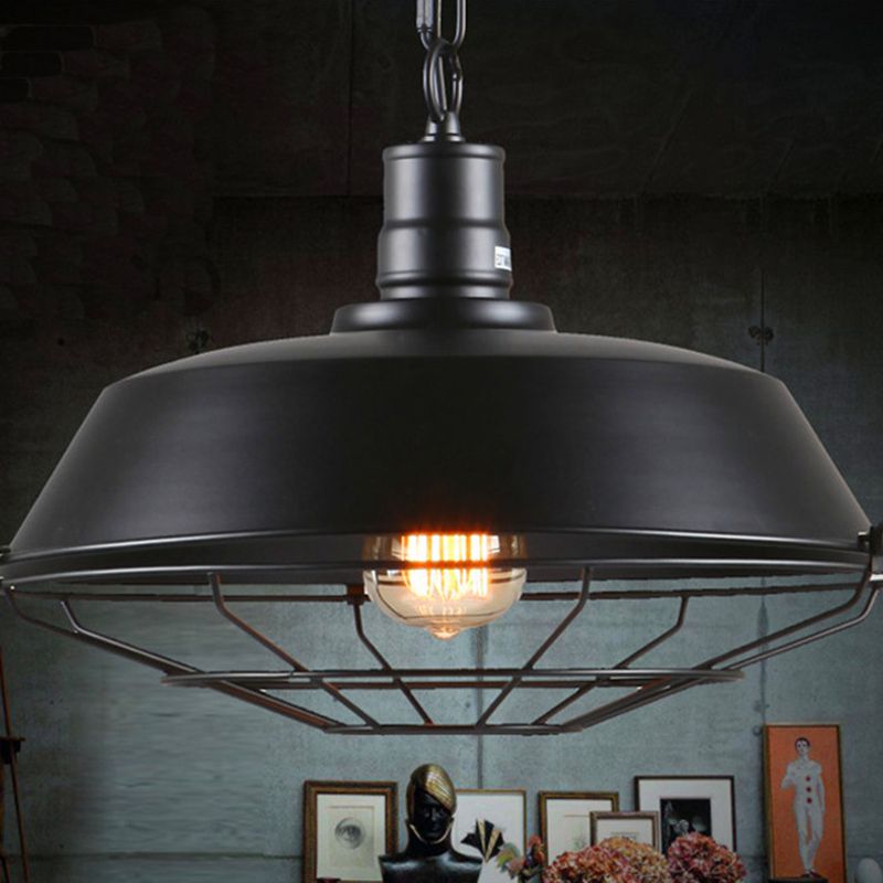 Metal Pendant Lighting Fixture Industrial Black Networked Shop Hanging Ceiling Light