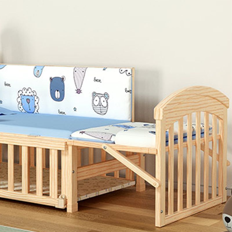 Convertible Modern Baby Crib Pine Arched Crib Nursery Bed with Storage